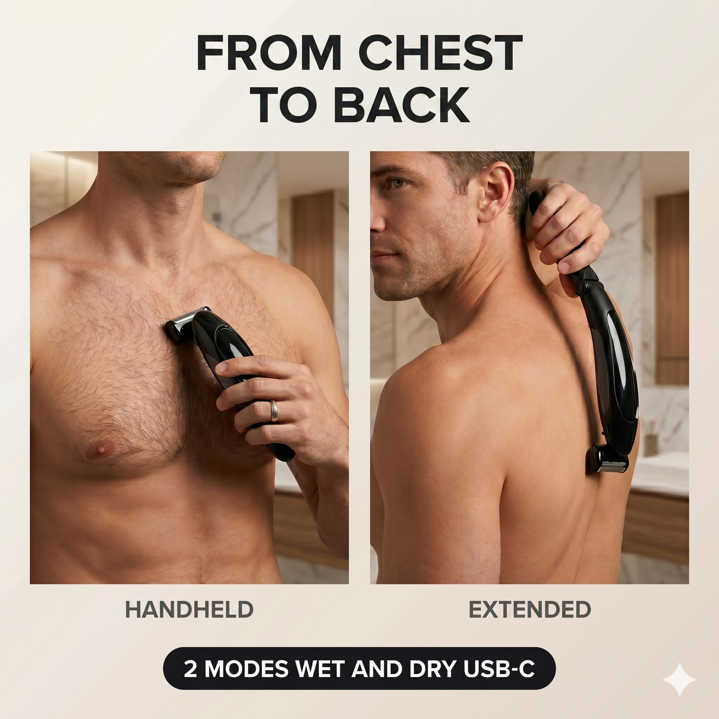 The Arc Back & Body Shaver – Curved Handle, Wet & Dry, Rechargeable