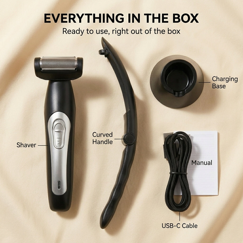 The Arc Back & Body Shaver – Curved Handle, Wet & Dry, Rechargeable