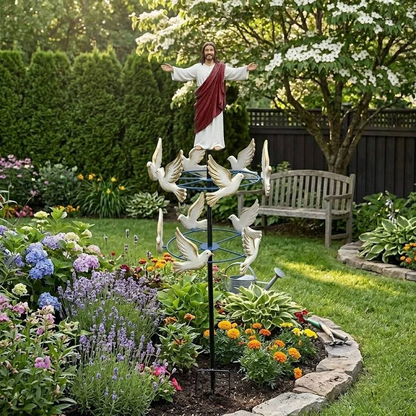 Garden Decorative Wind Spinner – Jesus and Holy Dove Design